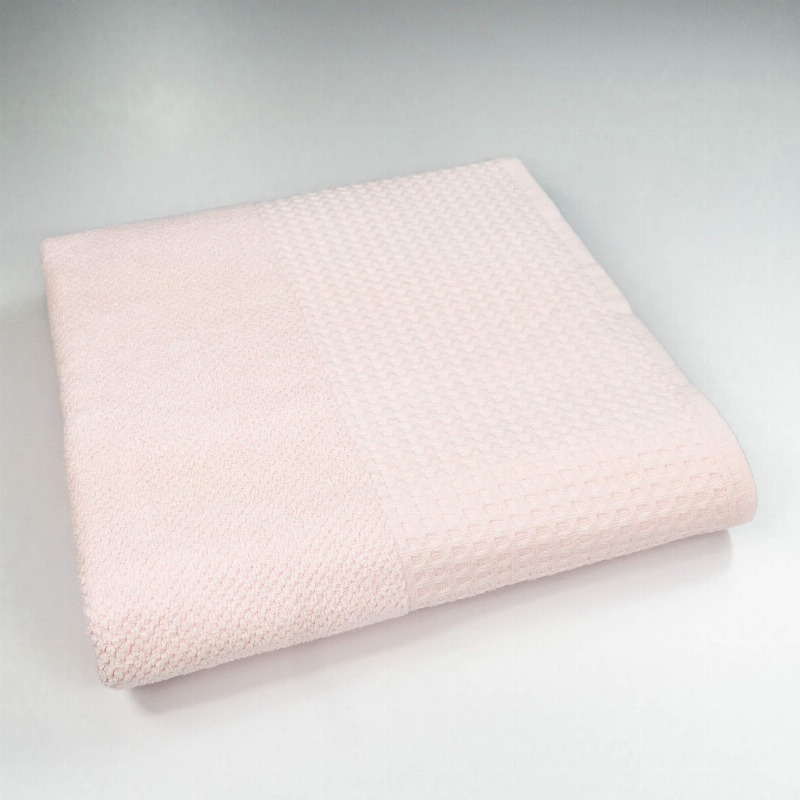 Рушник банний Вафельний Бордюр GM Textile 70х140см 500г/м2 (Світло-Рожевий)